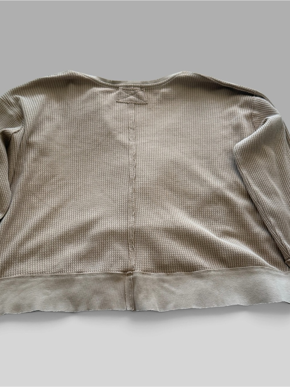 We The Free Waffle V-Neck Pullover - Taupe - Picture 10 of 12